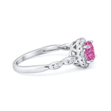 Art Deco Engagement Ring Round Simulated Cubic Zirconia 925 Sterling Silver