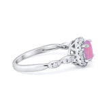 Art Deco Engagement Ring Round Simulated Cubic Zirconia 925 Sterling Silver