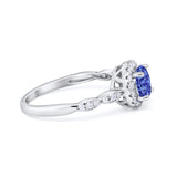 Art Deco Engagement Ring Round Simulated Cubic Zirconia 925 Sterling Silver