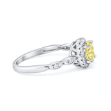 Art Deco Engagement Ring Round Simulated Cubic Zirconia 925 Sterling Silver