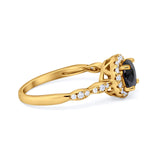 Art Deco Engagement Ring Round Simulated Cubic Zirconia 925 Sterling Silver