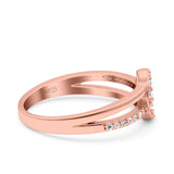 Moon Star Ring Split Shank Round Cubic Zirconia Split Shank 925 Sterling Silver