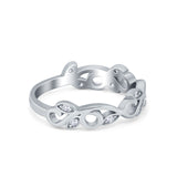 Filigree Thumb Ring Band Round Eternity Simulated CZ 925 Sterling Silver
