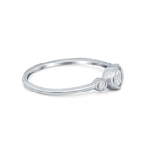 Three Stone Bezel Thumb Ring Band Simulated Cubic Zirconia 925 Sterling Silver