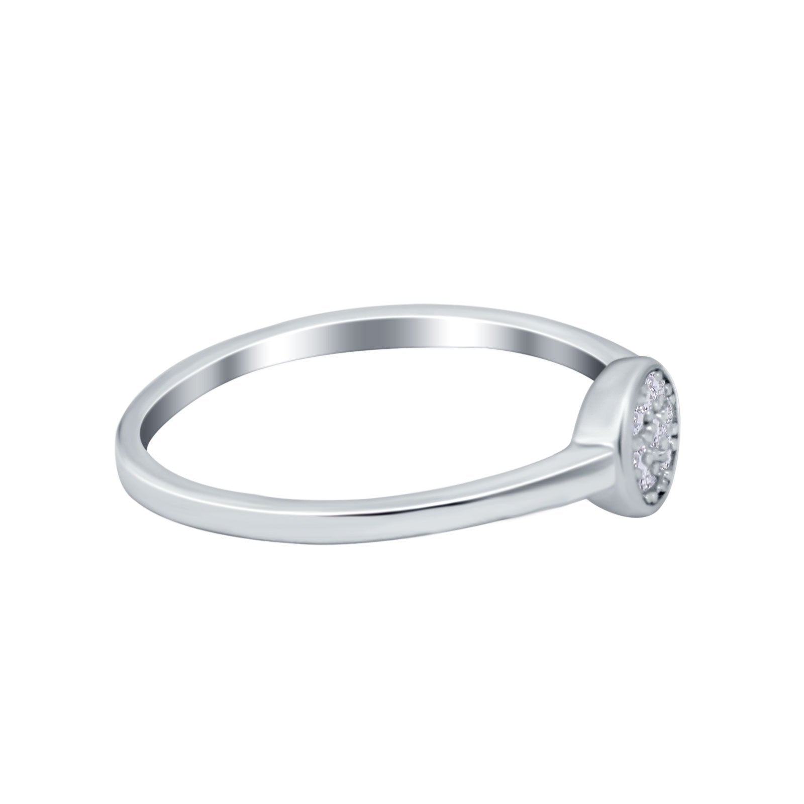 Petite Dainty Thumb Ring Pave Round Simulated Cubic Zirconia 925 Sterling Silver