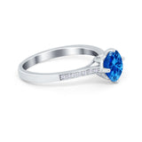 Solitaire Art Deco Wedding Ring Round Simulated Cubic Zirconia 925 Sterling Silver