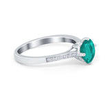 Solitaire Art Deco Wedding Ring Round Simulated Cubic Zirconia 925 Sterling Silver