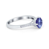 Solitaire Art Deco Wedding Ring Round Simulated Cubic Zirconia 925 Sterling Silver