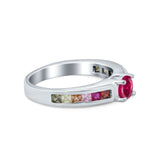 Soliaire Accent Multicolored Simulated Cubic Zirconia Ring 925 Sterling Silver