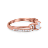 Engagement Bridal Ring Round Simulated Cubic Zirconia 925 Sterling Silver