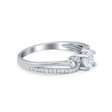 Engagement Bridal Ring Round Simulated Cubic Zirconia 925 Sterling Silver