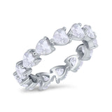 Eternity Stackable Wedding Bridal Ring Heart Simulated CZ 925 Sterling Silver