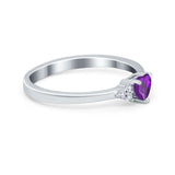 Engagement Heart Promise Ring Round Simulated Cubic Zirconia 925 Sterling Silver