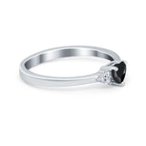 Engagement Heart Promise Ring Round Simulated Cubic Zirconia 925 Sterling Silver