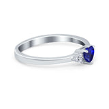 Engagement Heart Promise Ring Round Simulated Cubic Zirconia 925 Sterling Silver