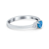 Engagement Heart Promise Ring Round Simulated Cubic Zirconia 925 Sterling Silver