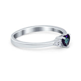 Engagement Heart Promise Ring Round Simulated Cubic Zirconia 925 Sterling Silver