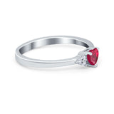 Engagement Heart Promise Ring Round Simulated Cubic Zirconia 925 Sterling Silver