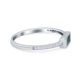 Accent Ring Emerald Cut Round Simulated Cubic Zirconia 925 Sterling Silver