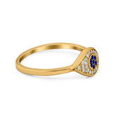 Evil Eye Ring Pave Simulated Blue Sapphire Cubic Zirconia 925 Sterling Silver