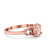 Art Deco Oval Solitaire Wedding Ring Simulated Cubic Zirconia 925 Sterling Silver