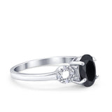 Art Deco Oval Solitaire Wedding Ring Simulated Cubic Zirconia 925 Sterling Silver