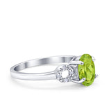 Art Deco Oval Solitaire Wedding Ring Simulated Cubic Zirconia 925 Sterling Silver