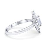 Halo Floral Style Vintage Wedding Ring Simulated Cubic Zirconia 925 Sterling Silver