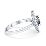 Halo Floral Style Vintage Wedding Ring Simulated Cubic Zirconia 925 Sterling Silver