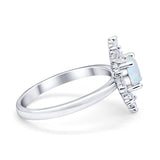 Halo Floral Style Vintage Wedding Ring Simulated Cubic Zirconia 925 Sterling Silver