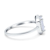 Halo Radiant Cut Wedding Engagement Ring Round Simulated Cubic Zirconia 925 Sterling Silver