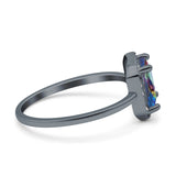 Halo Radiant Cut Wedding Engagement Ring Round Simulated Cubic Zirconia 925 Sterling Silver