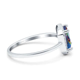 Halo Radiant Cut Wedding Engagement Ring Round Simulated Cubic Zirconia 925 Sterling Silver