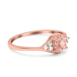 Art Deco Engagement Ring Round Simulated Cubic Zirconia 925 Sterling Silver