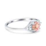 Art Deco Engagement Ring Round Simulated Cubic Zirconia 925 Sterling Silver