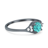 Art Deco Engagement Ring Round Simulated Cubic Zirconia 925 Sterling Silver