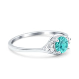 Art Deco Engagement Ring Round Simulated Cubic Zirconia 925 Sterling Silver