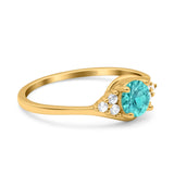 Art Deco Engagement Ring Round Simulated Cubic Zirconia 925 Sterling Silver