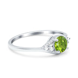 Art Deco Engagement Ring Round Simulated Cubic Zirconia 925 Sterling Silver