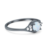 Art Deco Engagement Ring Round Simulated Cubic Zirconia 925 Sterling Silver