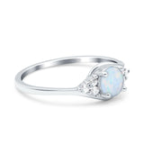 Art Deco Engagement Ring Round Simulated Cubic Zirconia 925 Sterling Silver