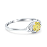 Art Deco Engagement Ring Round Simulated Cubic Zirconia 925 Sterling Silver