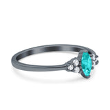 Marquise Art Deco Engagement Ring Round 3 Stone Simulated Cubic Zirconia 925 Sterling Silver