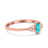 Marquise Art Deco Engagement Ring Round 3 Stone Simulated Cubic Zirconia 925 Sterling Silver