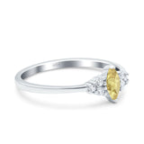 Marquise Art Deco Engagement Ring Round 3 Stone Simulated Cubic Zirconia 925 Sterling Silver