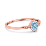 Three Stone Art Deco Engagement Ring Round Simulated Cubic Zirconia 925 Sterling Silver