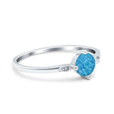 Three Stone Art Deco Engagement Ring Round Simulated Cubic Zirconia 925 Sterling Silver