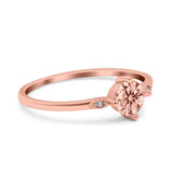 Three Stone Art Deco Engagement Ring Round Simulated Cubic Zirconia 925 Sterling Silver