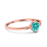 Three Stone Art Deco Engagement Ring Round Simulated Cubic Zirconia 925 Sterling Silver