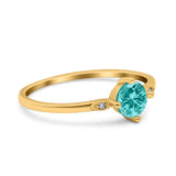 Three Stone Art Deco Engagement Ring Round Simulated Cubic Zirconia 925 Sterling Silver